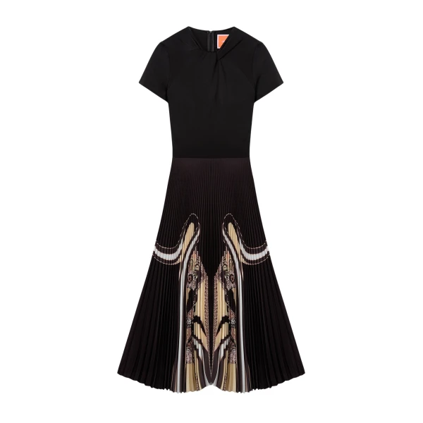 La DoubleJ Chignon Dress in Ambrosia Placée Black - Dresses - Milanese Maximalist Fashion at Luxury Shoes 