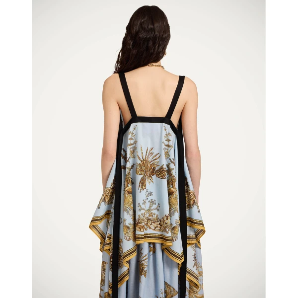 La DoubleJ Cinch Top in Oceania Placée Light Blue - Tops - Milanese Maximalist Fashion at Luxury Shoes 