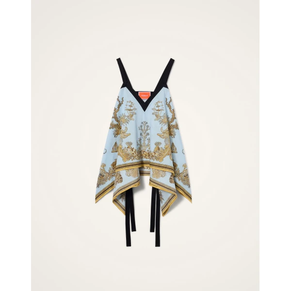 La DoubleJ Cinch Top in Oceania Placée Light Blue - Tops - Milanese Maximalist Fashion at Luxury Shoes 