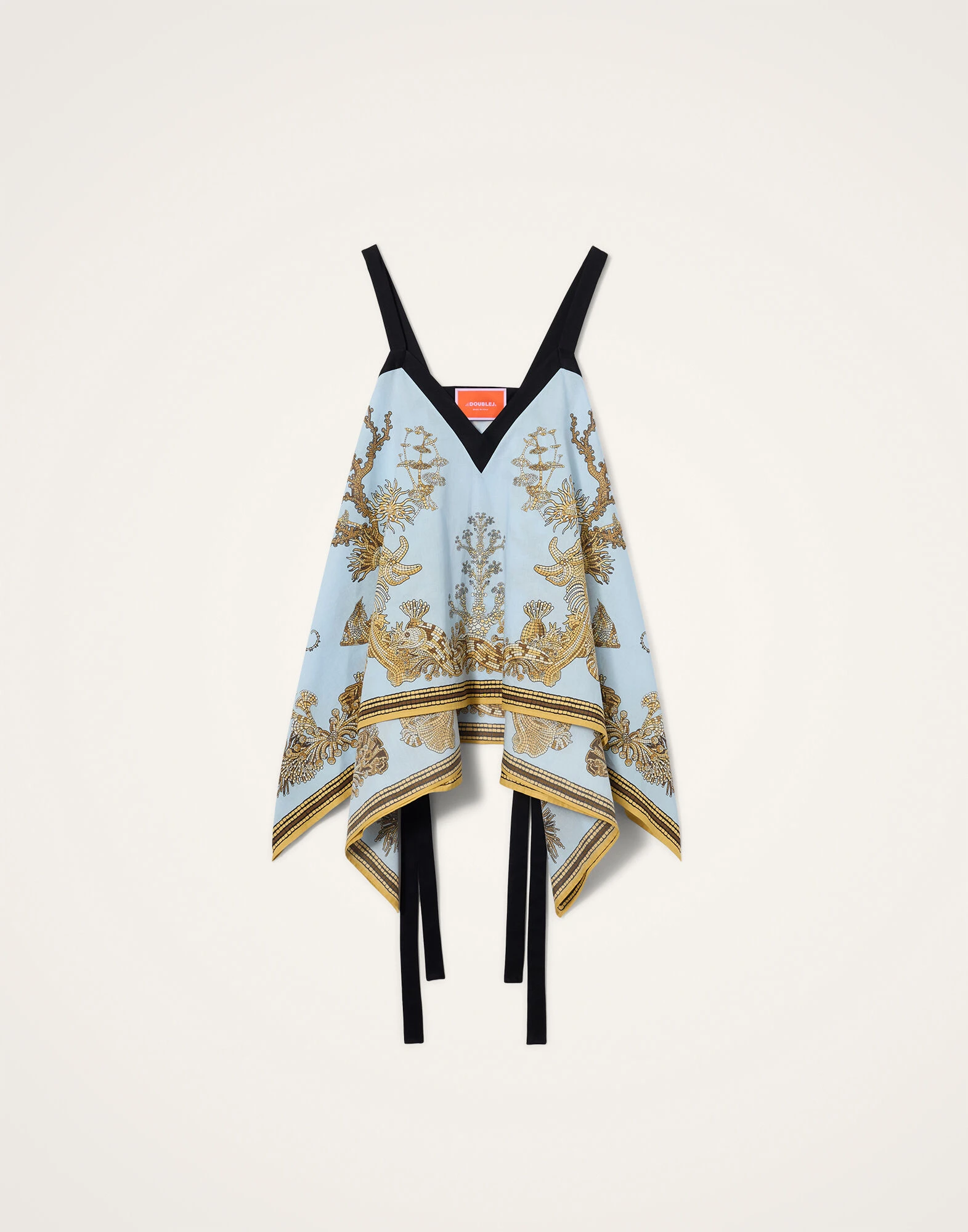 La DoubleJ Cinch Top in Oceania Placée Light Blue - Tops - Milanese Maximalist Fashion at Luxury Shoes La DoubleJ Cinch Top in Oceania Placée Light Blue - Tops - Milanese Maximalist Fashion at Luxury Shoes