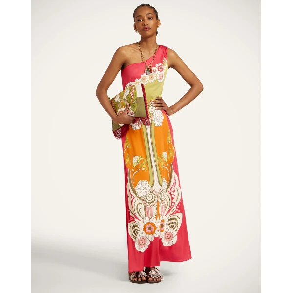 La DoubleJ Clingy Roy Dress in Ambrosia Placée Orange - Dresses - Milanese Maximalist Fashion at Luxury Shoes 