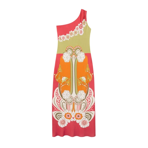 La DoubleJ Clingy Roy Dress in Ambrosia Placée Orange - Dresses - Milanese Maximalist Fashion at Luxury Shoes 
