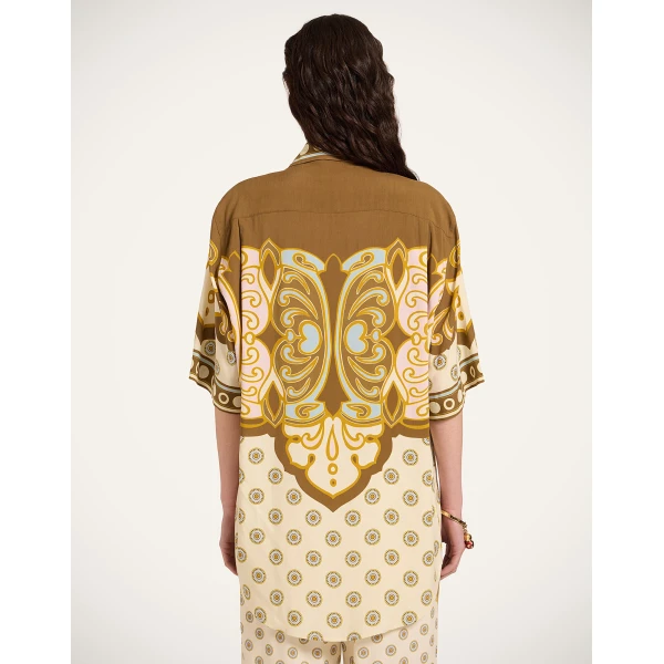 La DoubleJ Club Shirt in Cocoon Placée Brown - Tops - Milanese Maximalist Fashion at Luxury Shoes 