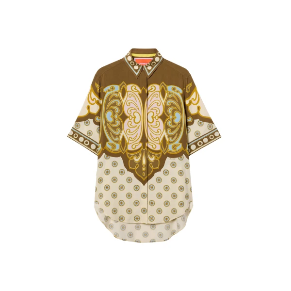 La DoubleJ Club Shirt in Cocoon Placée Brown - Tops - Milanese Maximalist Fashion at Luxury Shoes 