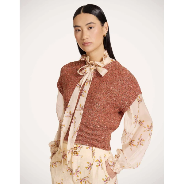 La DoubleJ Duchess Gilet in Solid Orange - Knitwear - Milanese Maximalist Fashion at Luxury Shoes 