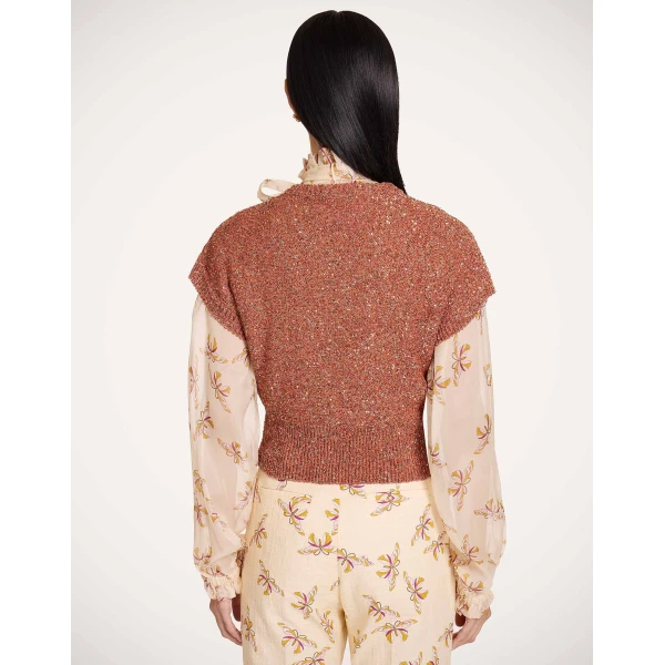 La DoubleJ Duchess Gilet in Solid Orange - Knitwear - Milanese Maximalist Fashion at Luxury Shoes 