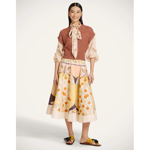 La DoubleJ Duchess Gilet in Solid Orange - Knitwear - Milanese Maximalist Fashion at Luxury Shoes 