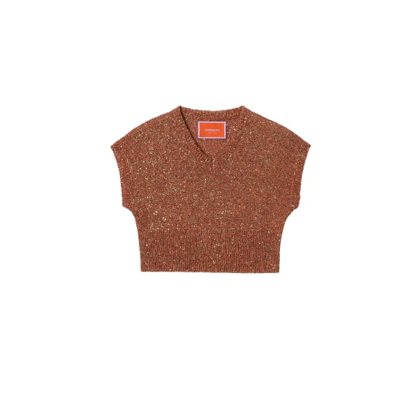 La DoubleJ Duchess Gilet in Solid Orange - Knitwear - Milanese Maximalist Fashion at Luxury Shoes 