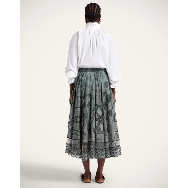 La DoubleJ Duchess Skirt in Solid Emerald - Skirts - Milanese Maximalist Fashion at Luxury Shoes 