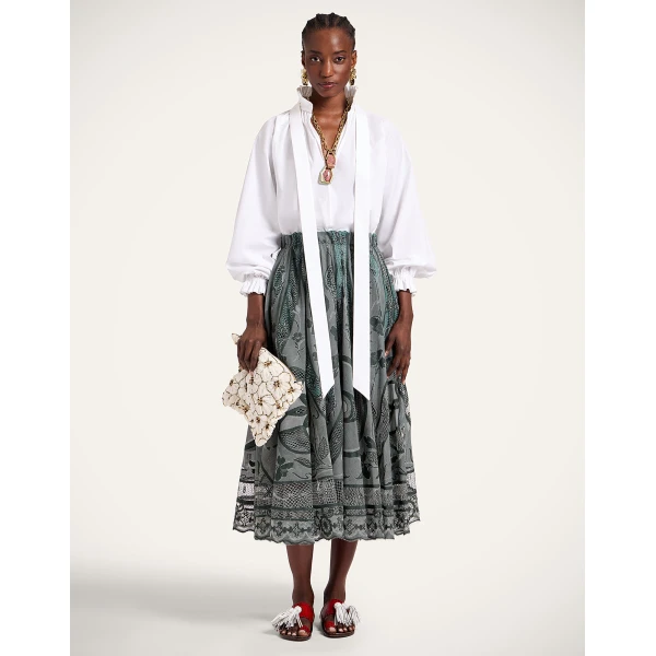 La DoubleJ Duchess Skirt in Solid Emerald - Skirts - Milanese Maximalist Fashion at Luxury Shoes 