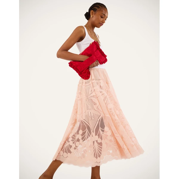 La DoubleJ Duchess Skirt in Solid Pale Pink - Skirts - Milanese Maximalist Fashion at Luxury Shoes 