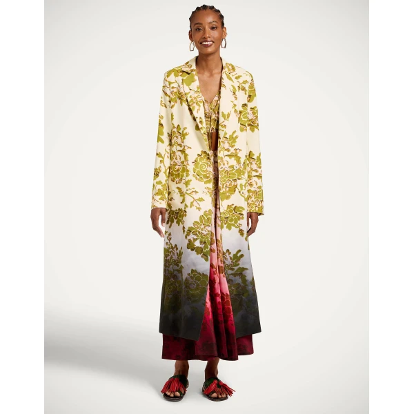La DoubleJ Duster Coat in Oasis Ombré Placée Green & Black - Coats - Milanese Maximalist Fashion at Luxury Shoes 