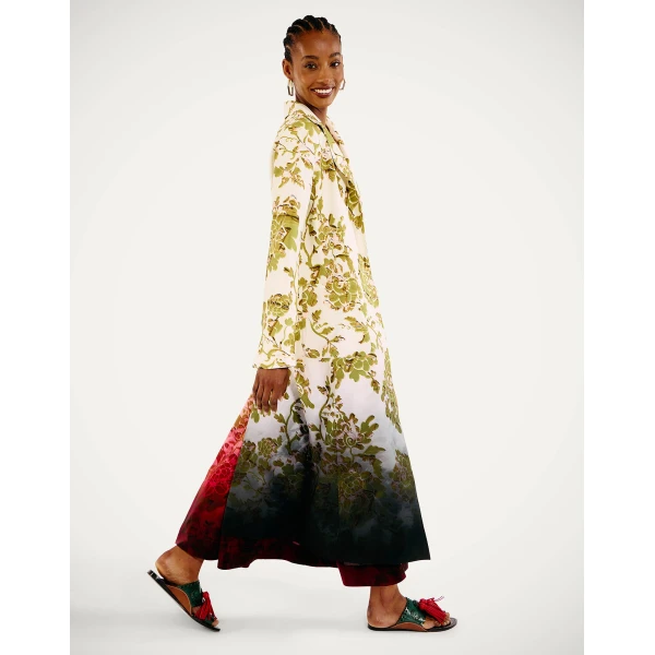 La DoubleJ Duster Coat in Oasis Ombré Placée Green & Black - Coats - Milanese Maximalist Fashion at Luxury Shoes 