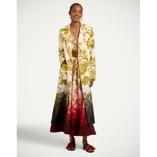 La DoubleJ Duster Coat in Oasis Ombré Placée Green & Black - Coats - Milanese Maximalist Fashion at Luxury Shoes 