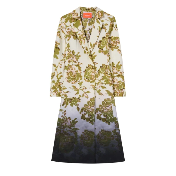 La DoubleJ Duster Coat in Oasis Ombré Placée Green & Black - Coats - Milanese Maximalist Fashion at Luxury Shoes 