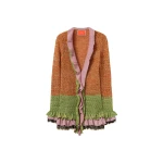 La DoubleJ Eight Counts Cardigan in Color Block Orange & Green - Knitwear - Milanese Maximalist Fashion at Luxury Shoes 