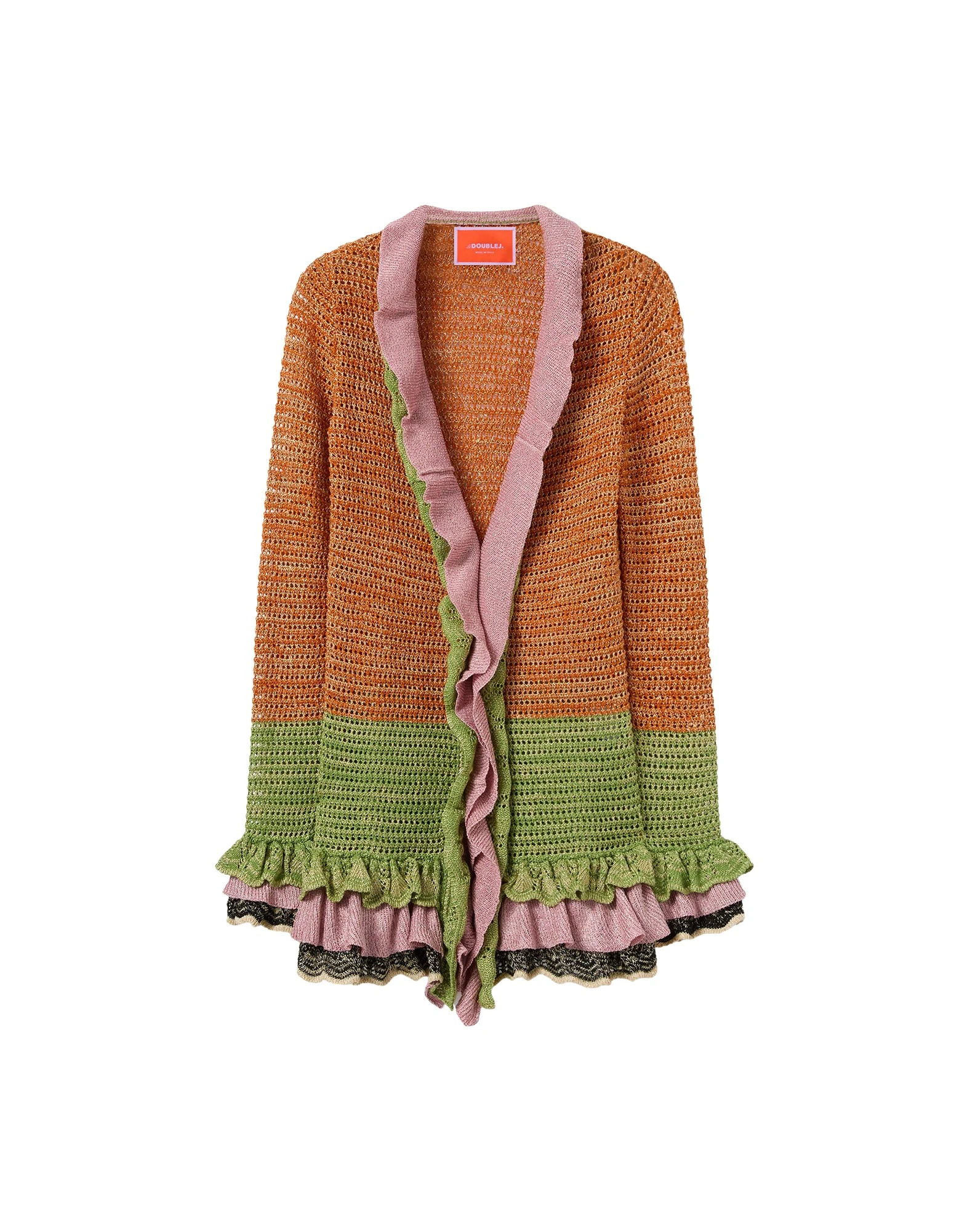 La-DoubleJ-Eight-Counts-Cardigan-in-Color-Block-Orange-Green70014_nobg La DoubleJ Eight Counts Cardigan in Color Block Orange & Green - Knitwear - Milanese Maximalist Fashion at Luxury Shoes