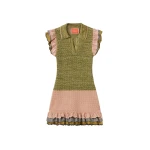 La DoubleJ Eight Counts Mini Dress in Color Block Green & Pink - Dresses - Milanese Maximalist Fashion at Luxury Shoes 