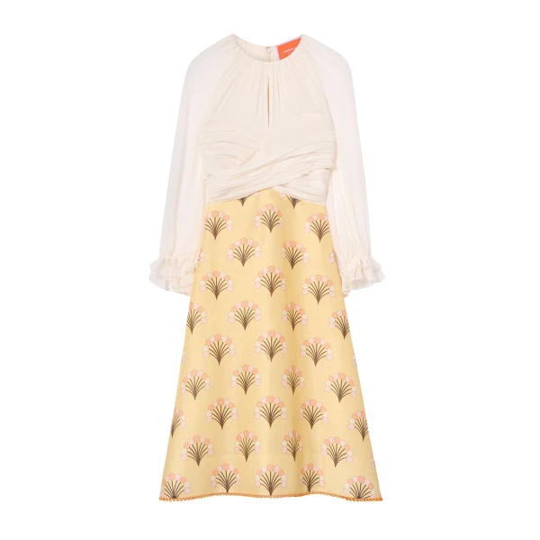 La DoubleJ En Pointe Dress in Florette Yellow - Dresses - Milanese Maximalist Fashion at Luxury Shoes 