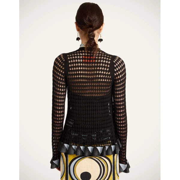 La DoubleJ Fiocchetto Cardigan in Solid Black - Knitwear - Milanese Maximalist Fashion at Luxury Shoes 