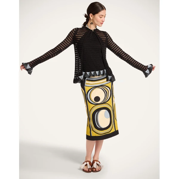 La DoubleJ Fiocchetto Cardigan in Solid Black - Knitwear - Milanese Maximalist Fashion at Luxury Shoes 