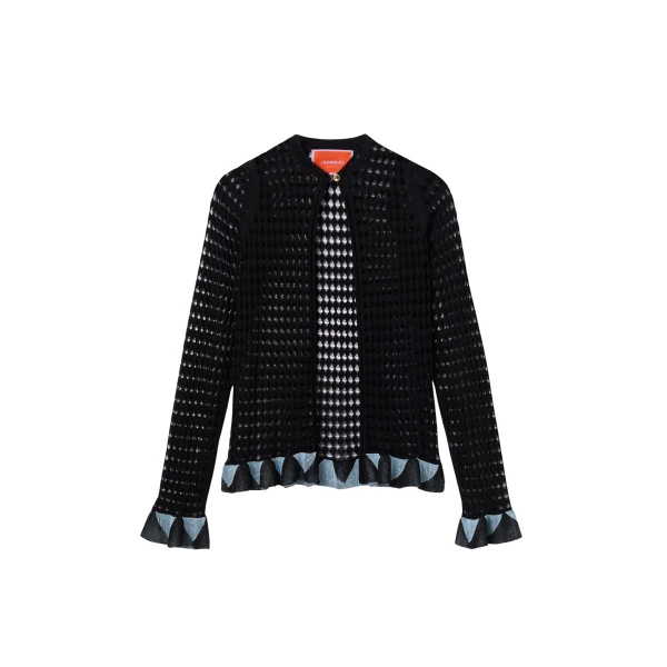 La DoubleJ Fiocchetto Cardigan in Solid Black - Knitwear - Milanese Maximalist Fashion at Luxury Shoes 
