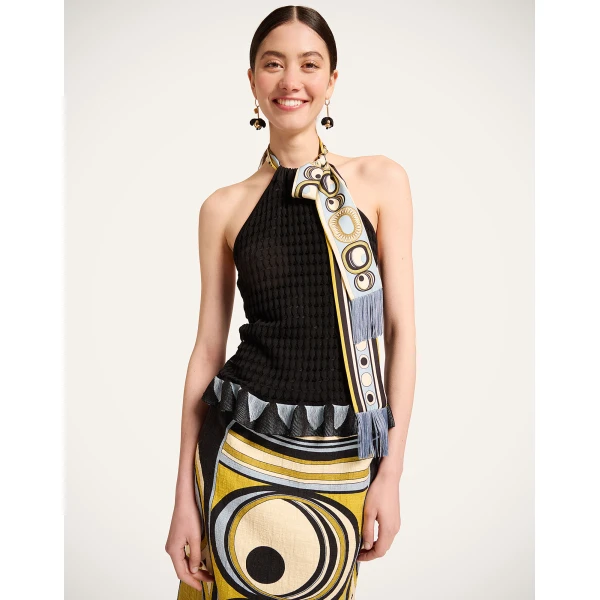 La DoubleJ Fiocchetto Top in Solid Black - Knitwear - Milanese Maximalist Fashion at Luxury Shoes 