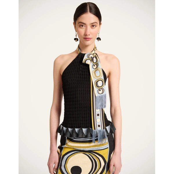 La DoubleJ Fiocchetto Top in Solid Black - Knitwear - Milanese Maximalist Fashion at Luxury Shoes 
