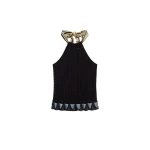 La DoubleJ Fiocchetto Top in Solid Black - Knitwear - Milanese Maximalist Fashion at Luxury Shoes 