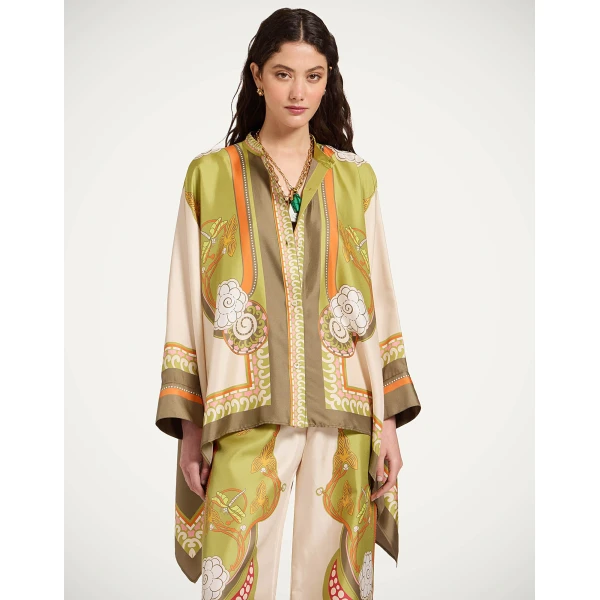 La DoubleJ Foulard Shirt in Ambrosia Placée Ivory - Tops - Milanese Maximalist Fashion at Luxury Shoes 