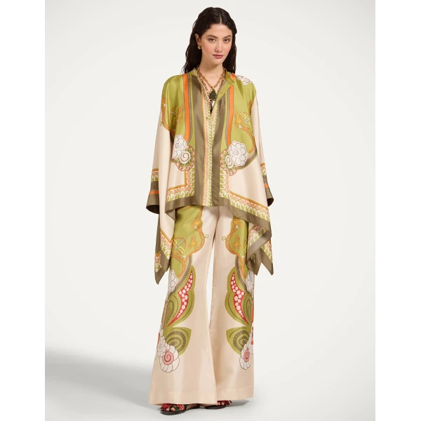 La DoubleJ Foulard Shirt in Ambrosia Placée Ivory - Tops - Milanese Maximalist Fashion at Luxury Shoes 