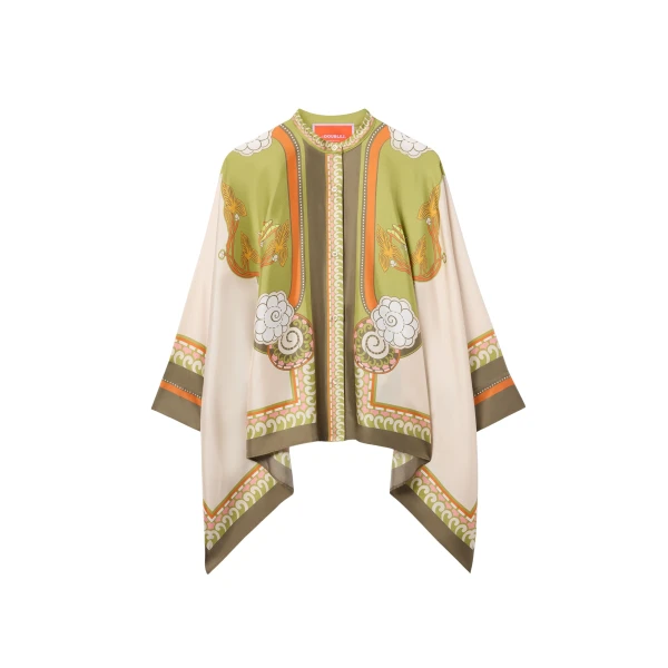 La DoubleJ Foulard Shirt in Ambrosia Placée Ivory - Tops - Milanese Maximalist Fashion at Luxury Shoes 