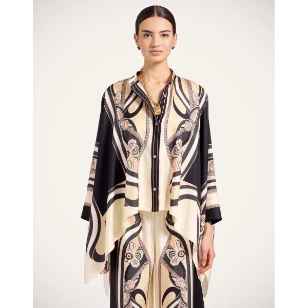 La DoubleJ Foulard Shirt in Ambrosia Placée Pale Pink - Tops - Milanese Maximalist Fashion at Luxury Shoes 