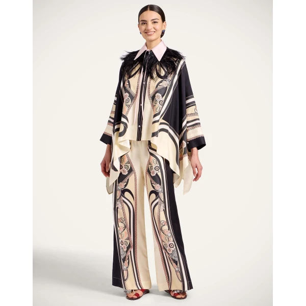 La DoubleJ Foulard Shirt in Ambrosia Placée Pale Pink - Tops - Milanese Maximalist Fashion at Luxury Shoes 