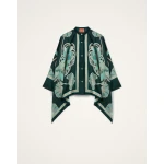 La DoubleJ Foulard Shirt in Blooming Tulip Placée Dark Green - Tops - Milanese Maximalist Fashion at Luxury Shoes 