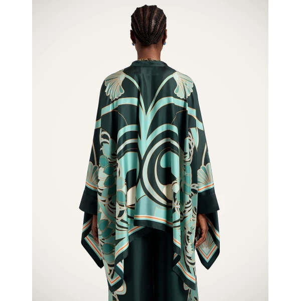 La DoubleJ Foulard Shirt in Blooming Tulip Placée Dark Green - Tops - Milanese Maximalist Fashion at Luxury Shoes 
