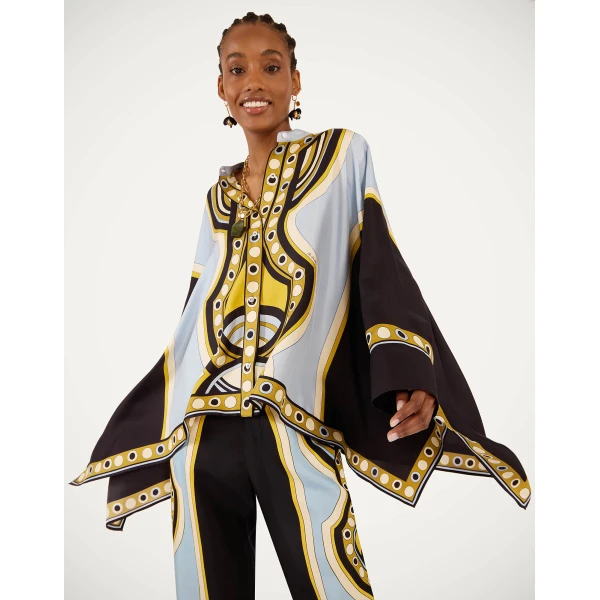 La DoubleJ Foulard Shirt in Sanctuary Placée Light Blue - Tops - Milanese Maximalist Fashion at Luxury Shoes 
