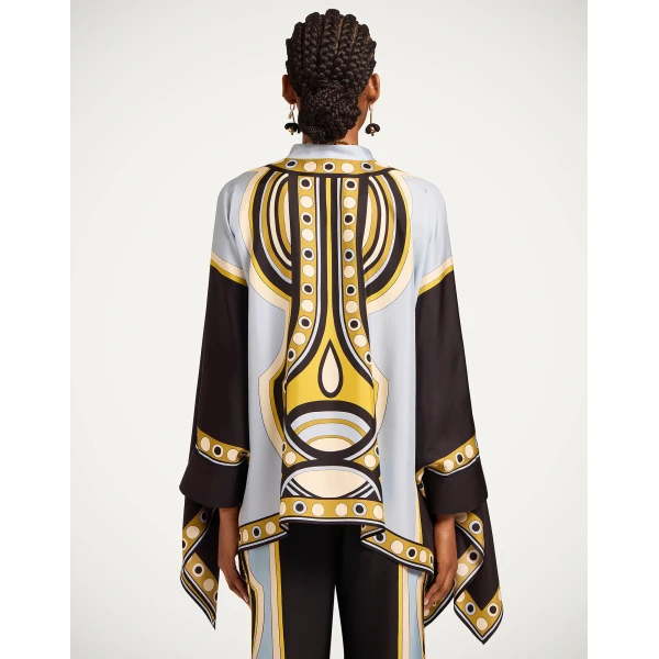 La DoubleJ Foulard Shirt in Sanctuary Placée Light Blue - Tops - Milanese Maximalist Fashion at Luxury Shoes 