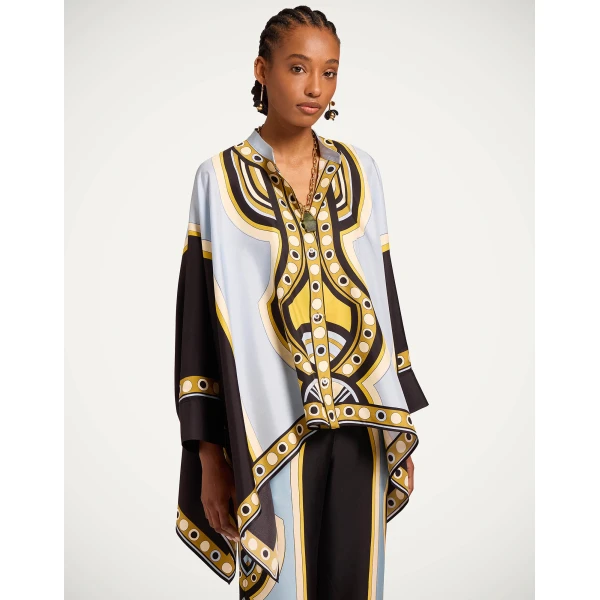 La DoubleJ Foulard Shirt in Sanctuary Placée Light Blue - Tops - Milanese Maximalist Fashion at Luxury Shoes 