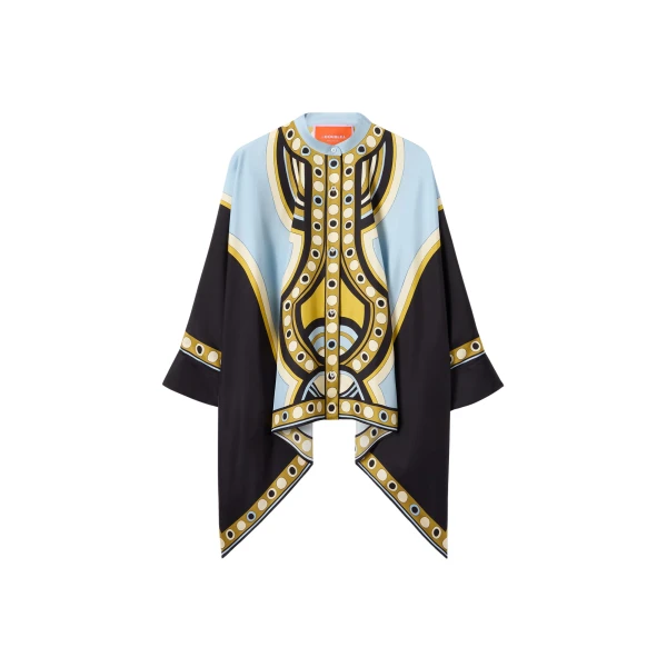La DoubleJ Foulard Shirt in Sanctuary Placée Light Blue - Tops - Milanese Maximalist Fashion at Luxury Shoes 
