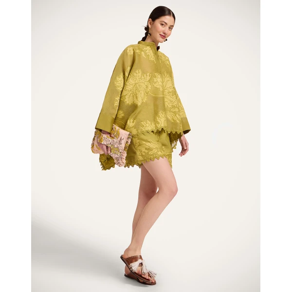 La DoubleJ Foulard Shirt in Solid Green - Tops - Milanese Maximalist Fashion at Luxury Shoes 