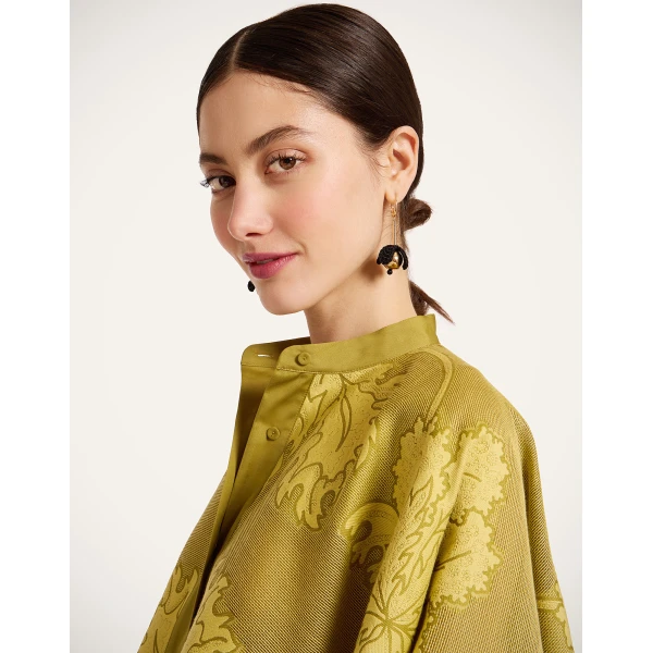 La DoubleJ Foulard Shirt in Solid Green - Tops - Milanese Maximalist Fashion at Luxury Shoes 