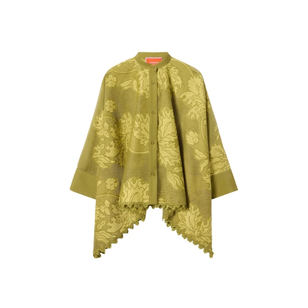 La DoubleJ Foulard Shirt in Solid Green - Tops - Milanese Maximalist Fashion at Luxury Shoes 