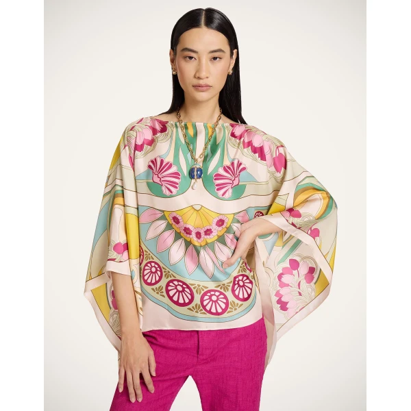La DoubleJ Foulard Top in Tulip Placée Green - Tops - Milanese Maximalist Fashion at Luxury Shoes 