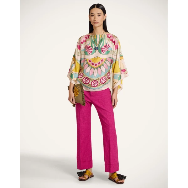 La DoubleJ Foulard Top in Tulip Placée Green - Tops - Milanese Maximalist Fashion at Luxury Shoes 
