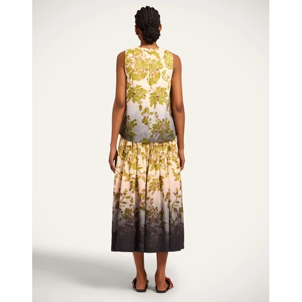 La DoubleJ Gala Skirt in Oasis Ombré Placée Green & Black - Skirts - Milanese Maximalist Fashion at Luxury Shoes 
