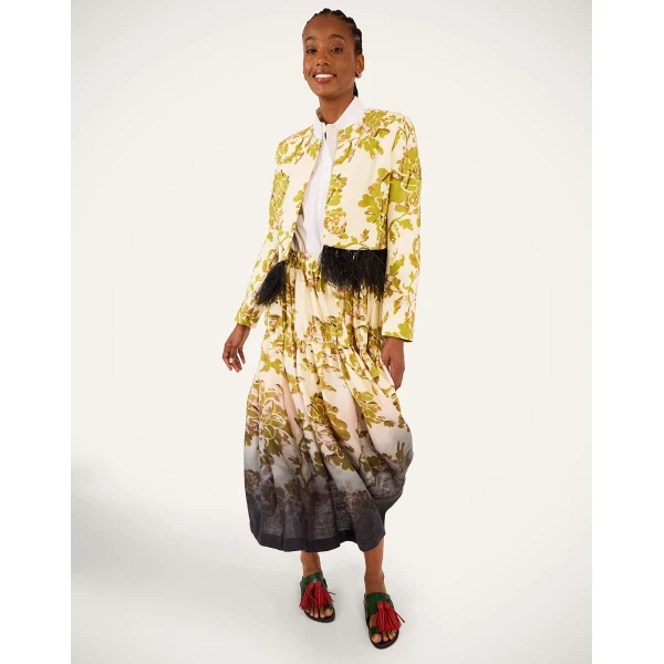 La DoubleJ Gala Skirt in Oasis Ombré Placée Green & Black - Skirts - Milanese Maximalist Fashion at Luxury Shoes 
