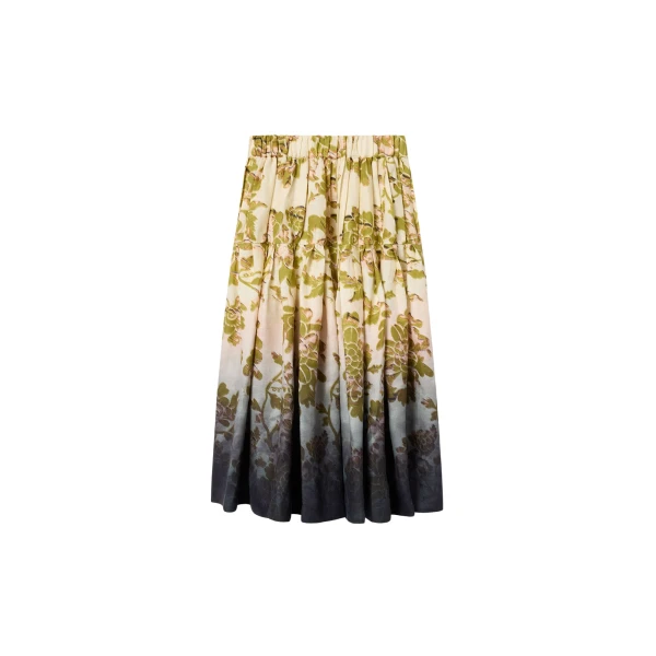 La DoubleJ Gala Skirt in Oasis Ombré Placée Green & Black - Skirts - Milanese Maximalist Fashion at Luxury Shoes 