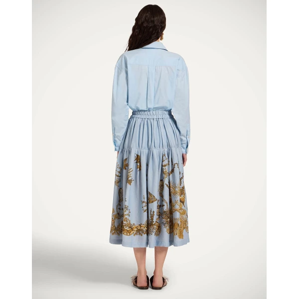 La DoubleJ Gala Skirt in Oceania Placée Light Blue - Skirts - Milanese Maximalist Fashion at Luxury Shoes 