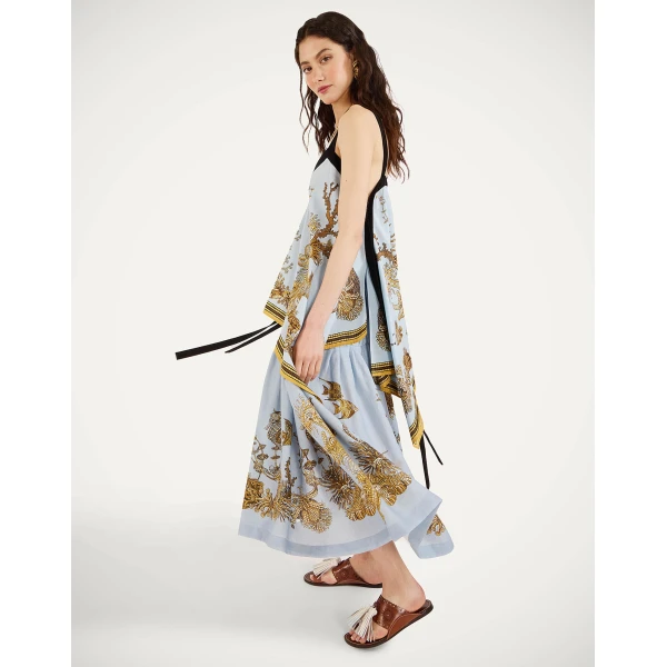 La DoubleJ Gala Skirt in Oceania Placée Light Blue - Skirts - Milanese Maximalist Fashion at Luxury Shoes 